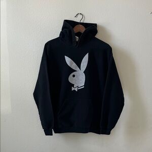 Gildan Black Hoodie with Playboy Bunny Logo
